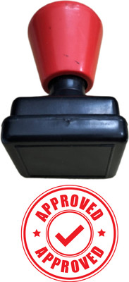 Monotech Enterprises Approved Message Stamp Round Shape Pre Ink Stamp(Small, Red)