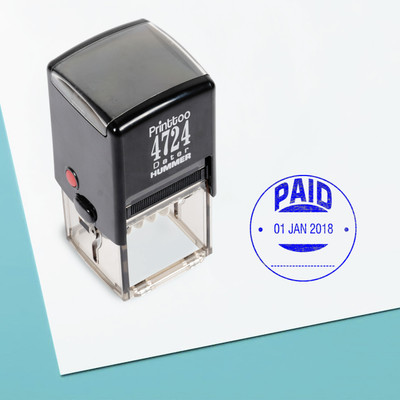 Printtoo Office Stationery Dater Stamp Round Self Inking with Paid Text Date Rubber Stamp Self-inking Stamp(Medium, Blue)