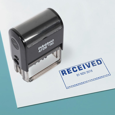 Printtoo Self Inking Office Document Dater Stamp with Received Text Date Rubber Stamp Self-inking Stamp(Large, Blue)