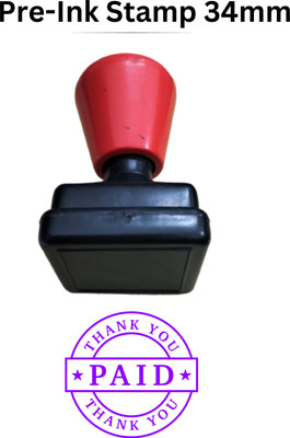 Monotech Enterprises lash stamp Paid and Thankyou message pre ink stamp(small, Voilet)