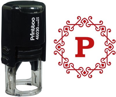 Printtoo Alphabet P Octagon Celtic Swirl Frame Self Inking Rubber Stamp Office Stationary Self-inking Stamp(Medium, Red)