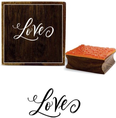 Printtoo Scarp-Booking Love Word Design Square Brown Wooden Rubber Stamp Block Rubber Stamp(Small, NA)