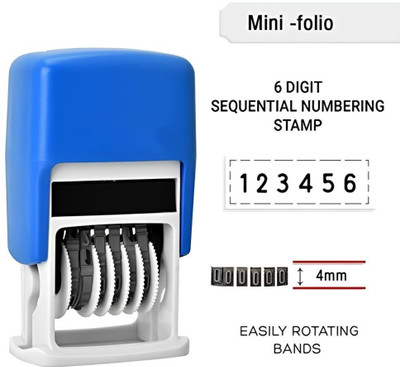 madhufashion 6 digit Self inking 4 mm Number rolling machine Selfinking(Small, Blue)