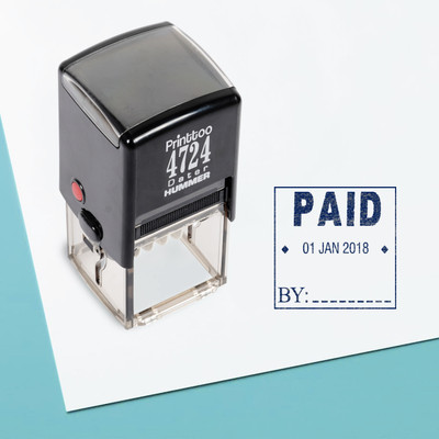 Printtoo Self Inking Office Stationery Dater Stamp with Paid by Text Date Rubber Stamp Self-inking Stamp(Medium, Blue)