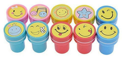 Bloombec 10 Pcs Emoji Stamp with Smile Stamp Set for Kids , Self-Inking Stamps Self-Inking Stamp(Small, Multicolor)