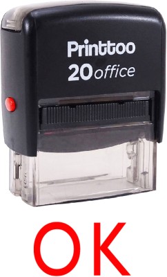 Printtoo OK Self Inking Rubber Stamp Office Stationary Stamp Self-inking Stamp(Medium, Red)