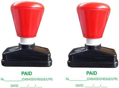 PrintX Paid Stamp with cash cheque dd marking green combo self ink rubber stamp pack of 2(Medium, Green)