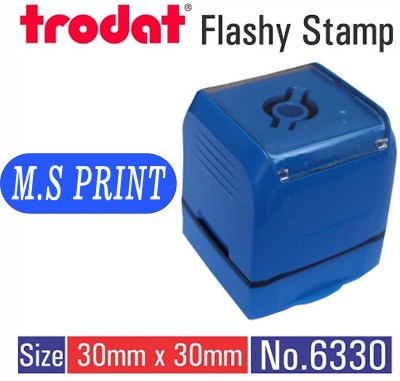 MSPRINT Trodat_Flashy-6330 _ Blue color body Self-Ink & Refillable Stamp(Medium ( 30x30 mm stamp area ), With Violet ink, Blue ink, Red ink, Black ink)