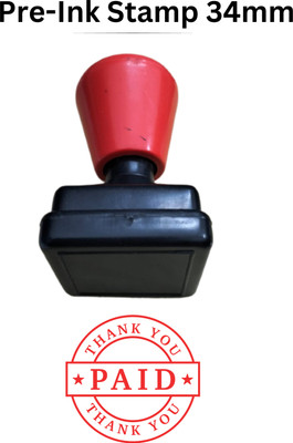 Monotech Enterprises flash stamp Paid and Thankyou message pre ink stamp(small, Red)