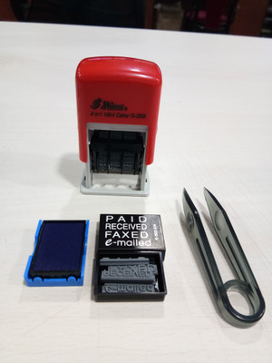 SHINY Self Inking 4 in 1 Mini 3 mm S-303 Self Inking Stamp(6 x 4 x 2 cm, Blue)