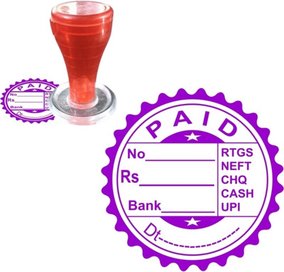 madhufashain Round Paid with date Nylon stamp Rubber stamp(Large, Blue)