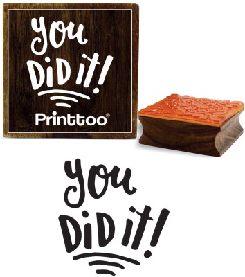 Printtoo Diary Card You Did It Word Design Brown Square Wooden Rubber Stamp Block Rubber Stamp(Small, NA)