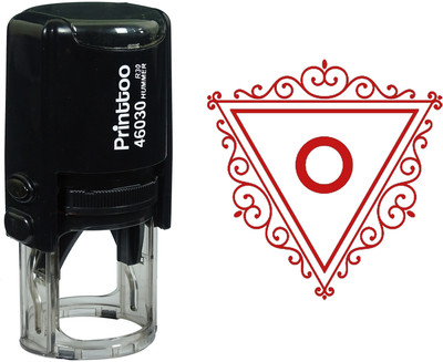Printtoo O Alphabet Swirl Border Triangle Initial Self Inking Rubber Office Stamp Self-inking Stamp(Medium, Red)