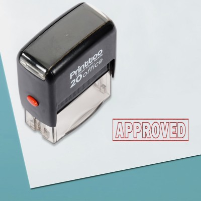 Printtoo Office Stationary Approved Self Inking Rubber Stamp Stamp Self-inking Stamp(Medium, Red)
