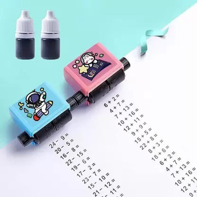 kroywen Roller Design Digital Teaching Stamp,Math Stamps Addition (SET OF 2) Rubber Stamp(44x30x48mm, Black)