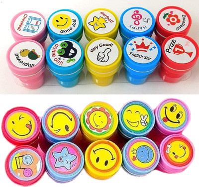 ShubhKraft Return Gift Cute Self-Ink Rubber Seal Stamps for Kids Motivational Prefect Gift Students(3.5 X 2.5 CM, Red)