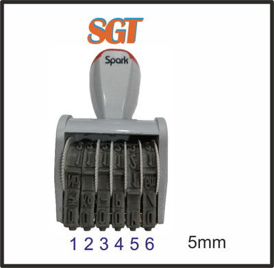 Sgt Spark Number Stamp 6 Digit Rectangle(5 mm, NA)
