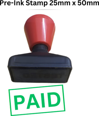 Monotech Enterprises Pre-Ink Stamp With Message Paid | Paid Stamp Message for Shop & Offices (Green) Message Stamp(Small, Green)
