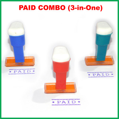 SULAGNA ZONE PAID COMBO 3-in-One POLYMER RUBBER STAMP(SMALL, BLUE)