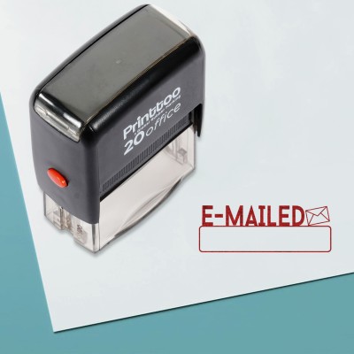 Printtoo E-MAILED Self Inking Rubber Stamp Office Stationary Stamp Self-inking Stamp(Medium, Red)