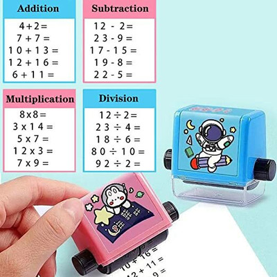 Mantra Impex Addition Subtraction Multiply Division Practice Reusable Math Learning Toy Roller Digital Teaching Stamp(Small, Black)