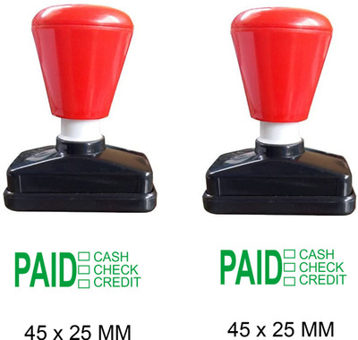 PrintX Paid Stamp cash cheque credit marking green combo SELF INK RUBBER STAMP pack or 2(Medium, Green)