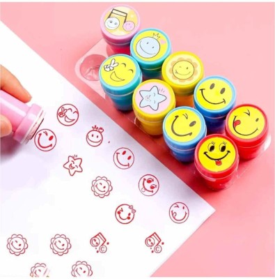 RHINETOYS Emoji Stamp Smiley Face Self Inking Stamps: Unicorn Arts and Craft Kit for Kids Emoji Stamp(one size, Red)
