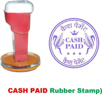 madhufashain Coin CASH PAID Rubber stamp(Large, Blue)