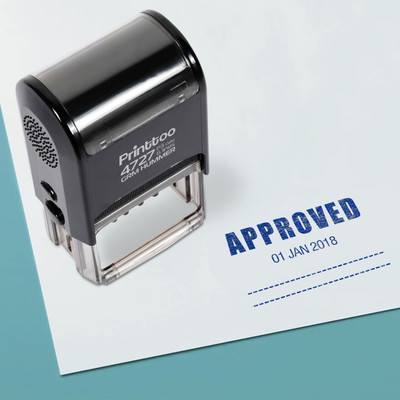 Printtoo Dater Stamp Self Inking with Approved Text Date Rubber Stamp Office Stationery Self-inking Stamp(Large, Blue)