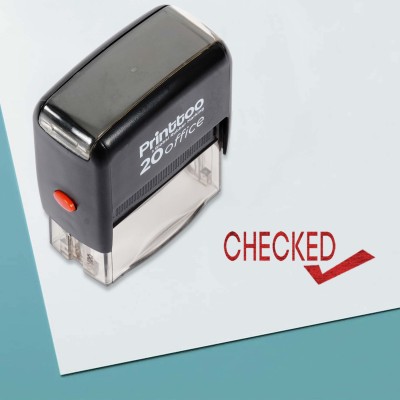 Printtoo Rubber Stamp Office Stationary Checked Self Inking Stamp Self-inking Stamp(Medium, Red)