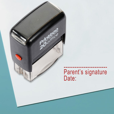 Printtoo Parent's Signature with Date Self Inking Rubber Stamp Office Stationary Stamp Self-inking Stamp(Medium, Red)
