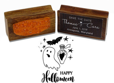 Printtoo Round Happy Halloween Rubber Stamp Wood Mounted Party Invitation Stamper Rubber Stamp(Small, NA)