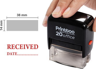 Printtoo Received with Date Self Inking Rubber Stamp Office Stationary Stamp Self-inking Stamp(Medium, Red)
