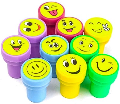 rza Emoji Stamp Smile Design Face Stamps Parents Birthday Gift Toys for Kids 10 Stamps(Small, Red)