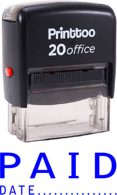Printtoo Paid with Date Self Inking Rubber Stamp Office Stationary Stamp Self-inking Stamp(Medium, Blue)