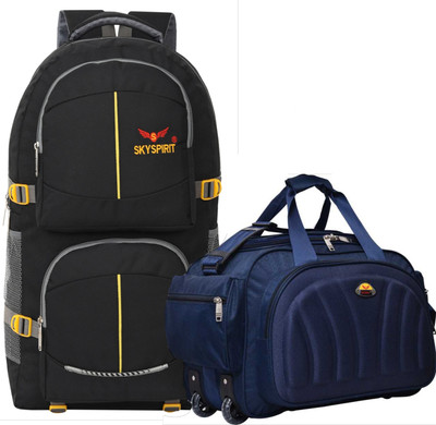 sky spirit (Expandable) Rucksack and Duffel Bag With Wheels Combo Pack of 2 For men and women Rucksack - Duffel With Wheels (Strolley)