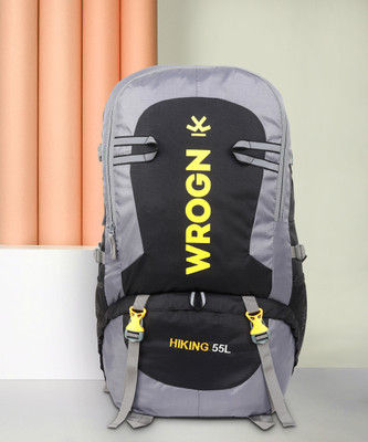 WROGN Trekking Bag For Hiking/Camping/Outdoor Sports With Rain Cover/Shoe Compartment Rucksack – 55 L (Black) For Rs. 549 @ 88 %