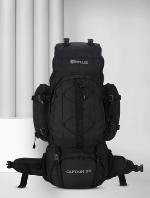 IMPULSE 95 Litres Captain Waterproof Rucksack Trekking Hiking Camping Outdoor Camps Luggage Bags Tour Travel Backpack with Rain Cover Rucksack  - 95 L(Black)
