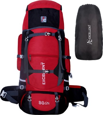 Re-On 80 Ltrs Trekking Bag Outdoor Hiking Backpack Travel Backpack With Rain Cover Rucksack  - 80 L(Black, Red)