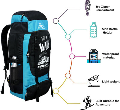 Axen Unisex Water Proof Mountain Rucksack Hiking/Trekking/Camping Bag/Backpack Rucksack  - 70 L(Multicolor)