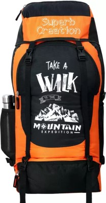 Superb Creation Water Resistance Trekking Hiking Travel Bag with Shoe Compartment Rucksack Rucksack  - 55 L(Orange)