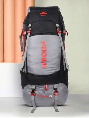 WROGN Trekking Bag For Hiking/Camping/Outdoor Sports with Rain Cover/Shoe Compartment Rucksack  - 65 L(Grey)