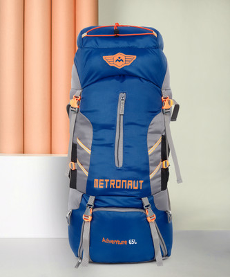METRONAUT Adventure Series Hiking/Camping/Travel Bag With Rain Cover Rucksack – 65 L (Blue) For Rs. 599 @ 90 %