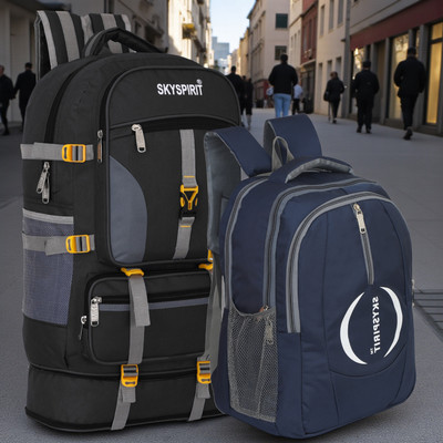 sky spirit Trekking Adventure Duo – Travel Rucksack and Daily Backpack Rucksack  - 70 L(Black, Blue)
