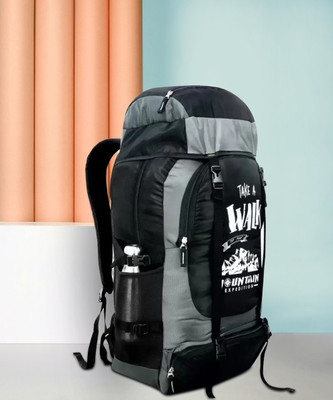 Jholawala Adventure Series Waterproof Trekking Hiking Travel Bag with Shoe Compartment Rucksack - 60 L(Black, Grey)