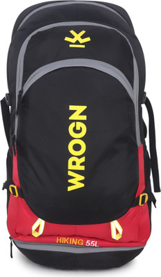 WROGN Trekking Bag For Hiking/Camping/Outdoor Sports With Rain Cover/Shoe Compartment Rucksack – 55 L  (Red) For Rs. 499 @ 88 %
