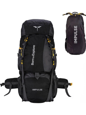IMPULSE 80 Litres Curve Water Resistant Tour Travel Rucksack  - 80 L(Black)