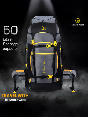TRAVEL POINT WATERPROOF TREKKING BAG HIKKING BACKPACK FOR TRAVEL & OUTDOOR Rucksack  - 60 L(Grey)