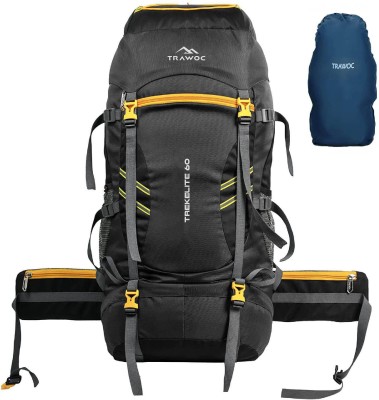 TRAWOC Travel Backpack for Hiking Trekking Bag Camping, 3 Year Warranty Rucksack  - 60 L(Black, Grey)