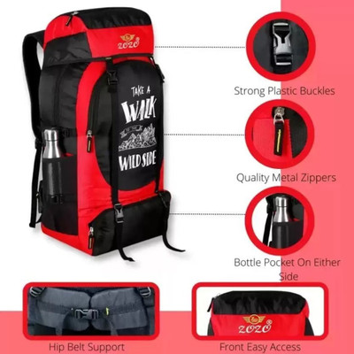 Tropsy Mountain Rucksacksbag Hiking Trekking Camping Bag Travel Backpack -60L (RED) Rucksack  - 65 L(Red)